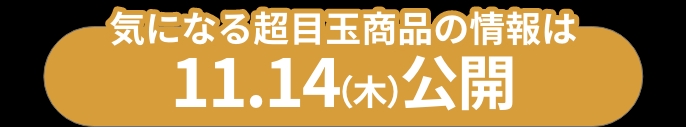 気になるショップの超目玉商品の情報は11.14（木）公開