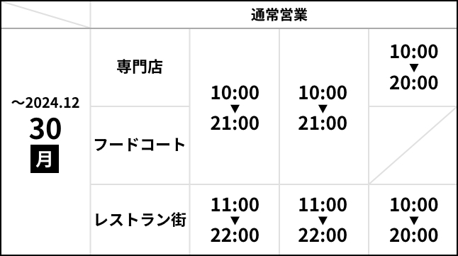 〜2024.12.30（月）営業時間