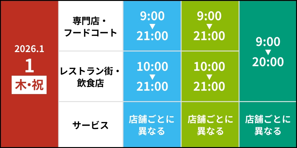 2026.1.1（水・祝）営業時間